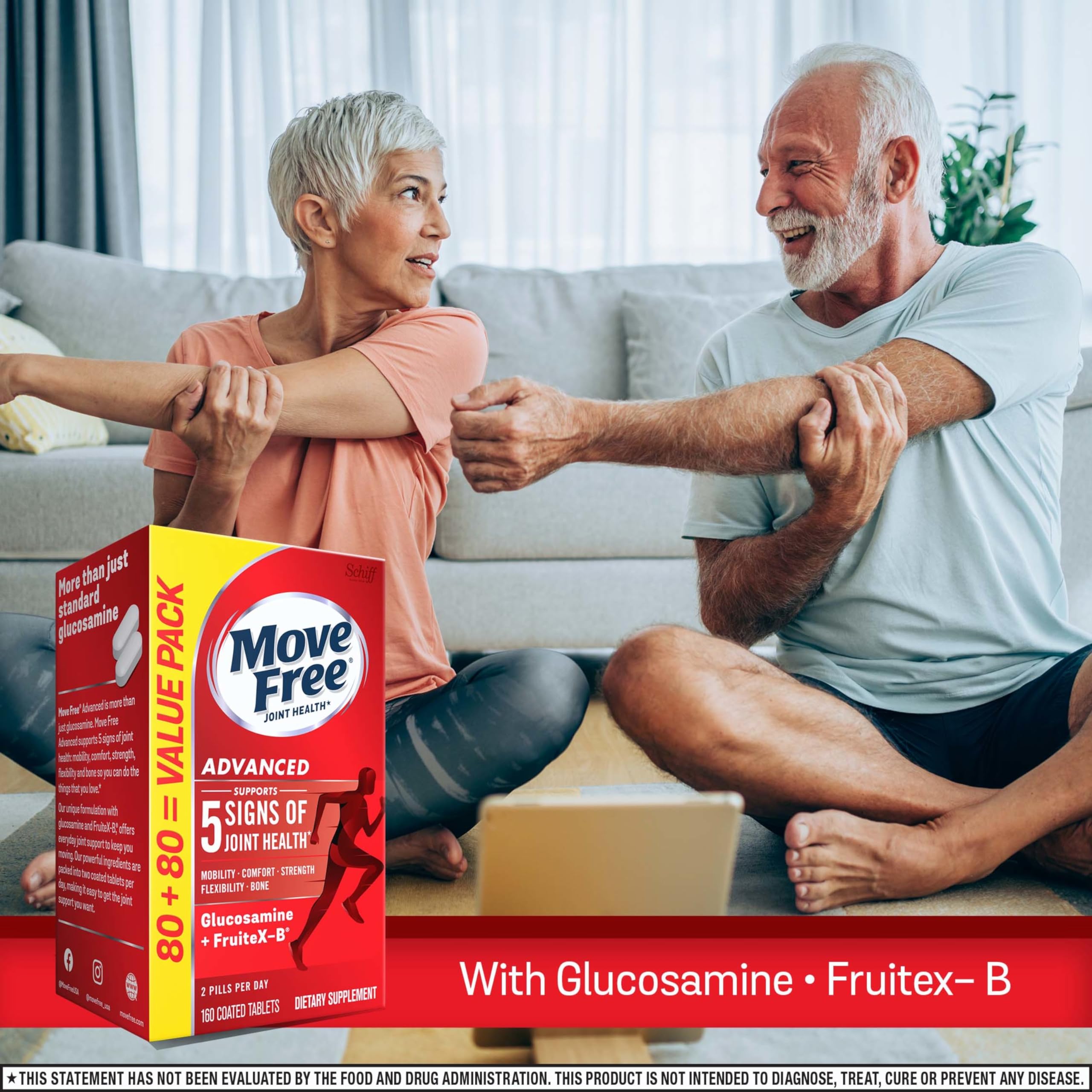 Move Free Advanced tablettes calcium fructoborate: confort articulaire.