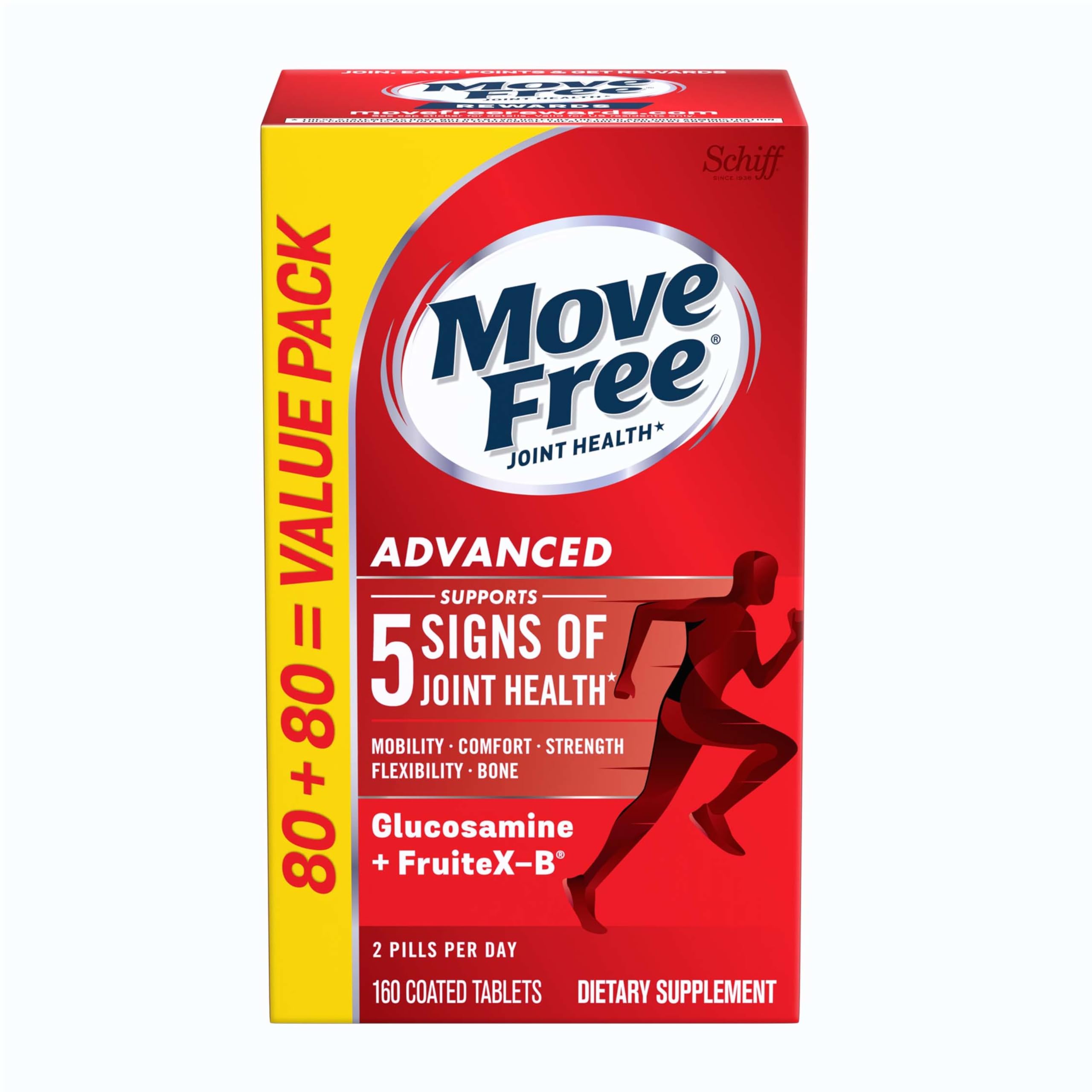 Move Free Advanced tablettes glucosamine-chondroïtine: soutien mobilité.