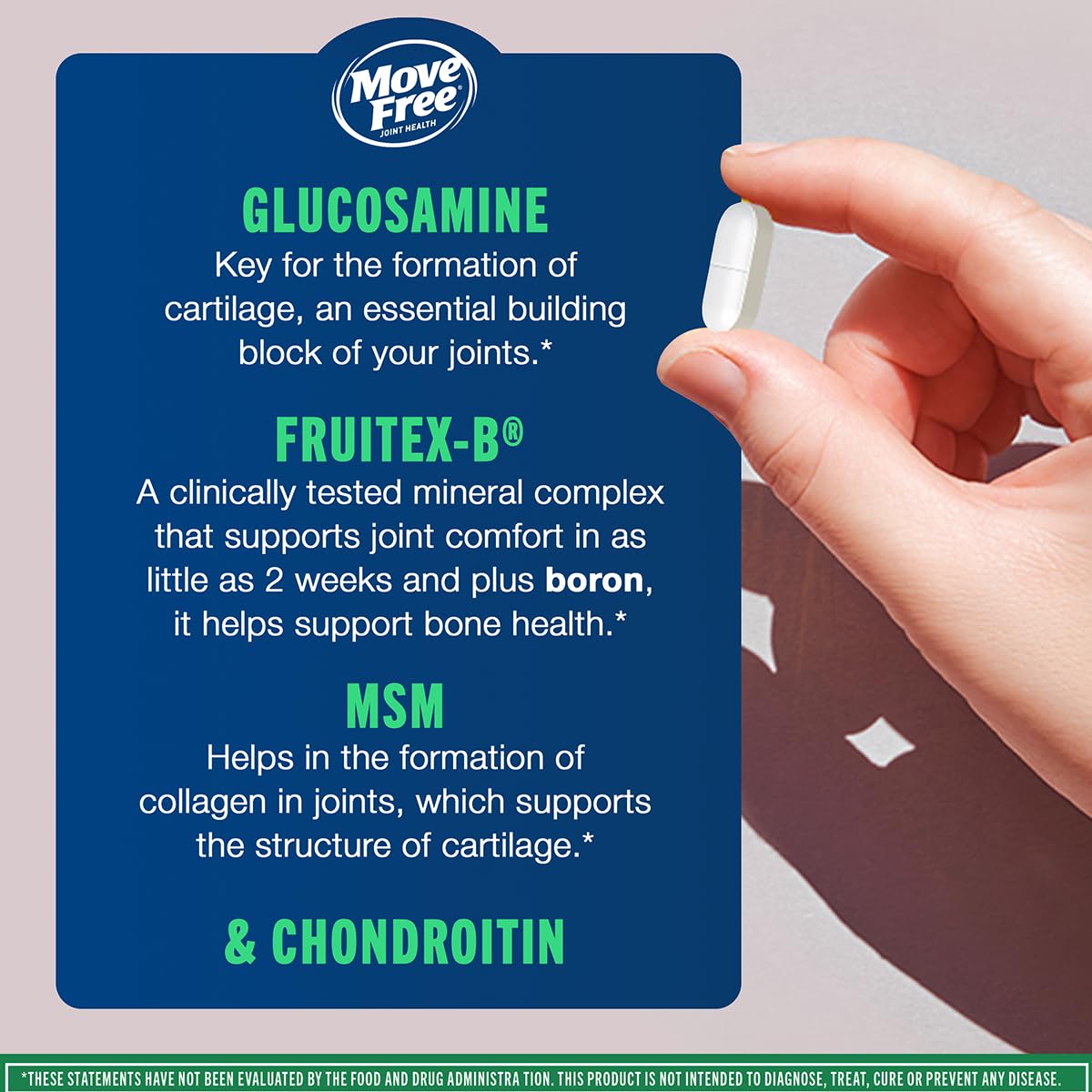 Move Free Avancé dosage quotidien – trois tablettes avec repas