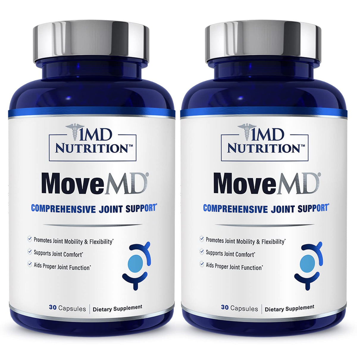 MoveMD: bouteille 2-pack de capsules, pratique pour un usage quotidien.