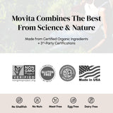 Movita certifiée biologique, végan, sans gluten et Non-OGM.