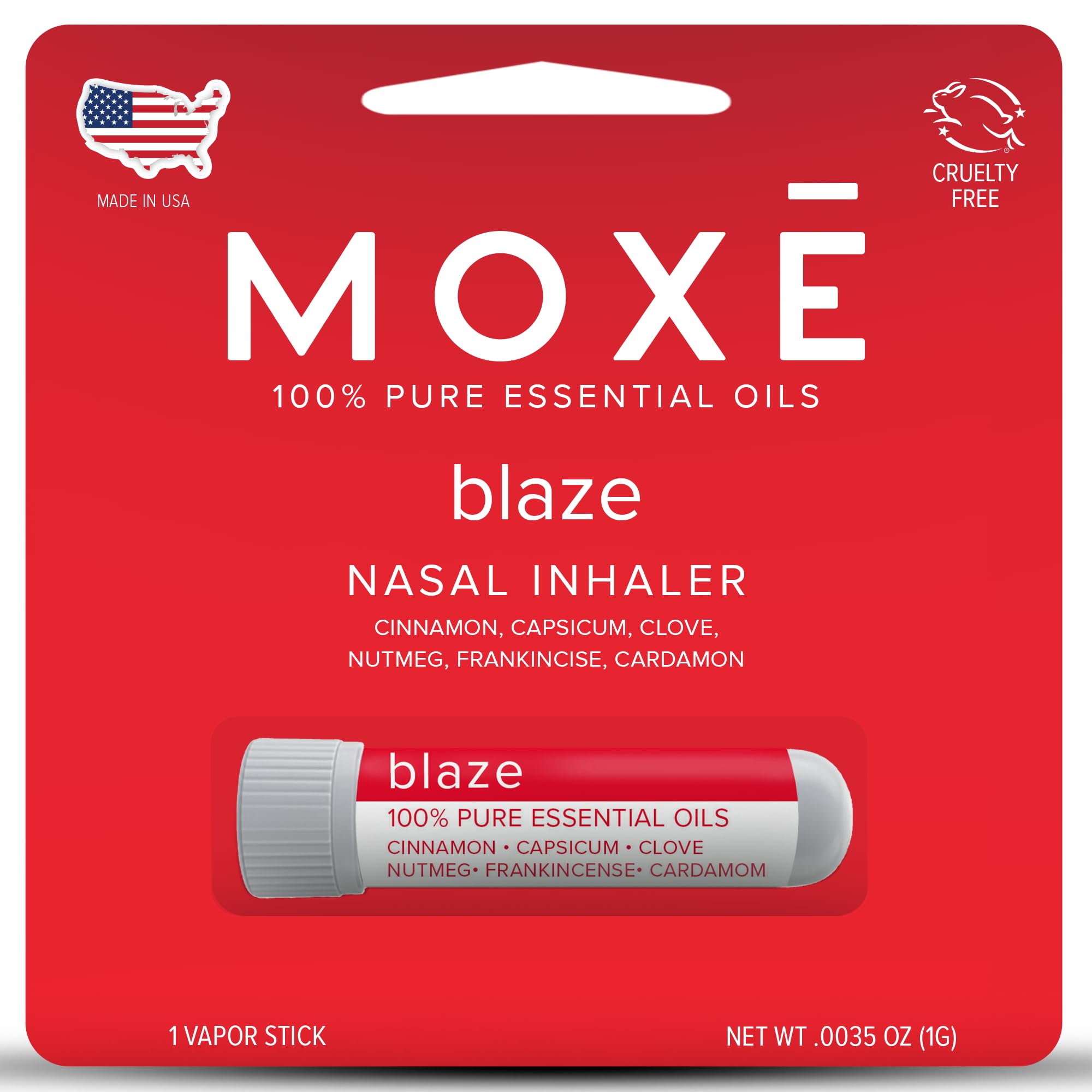 MOXE Blaze nasal-stick, aromathérapie portable, bien-être en déplacement.
