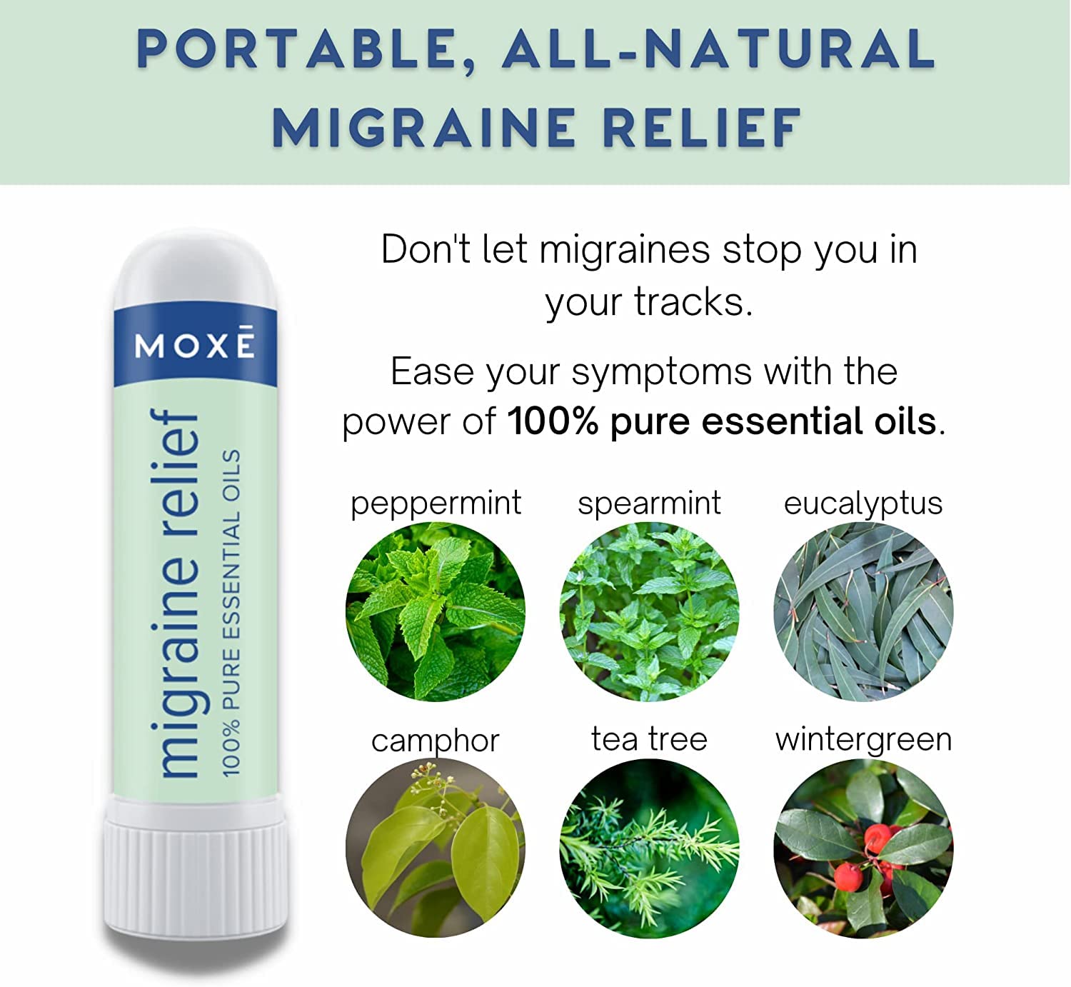 MOXE inhalateur migraine soulagement arôme frais menthe et eucalyptus