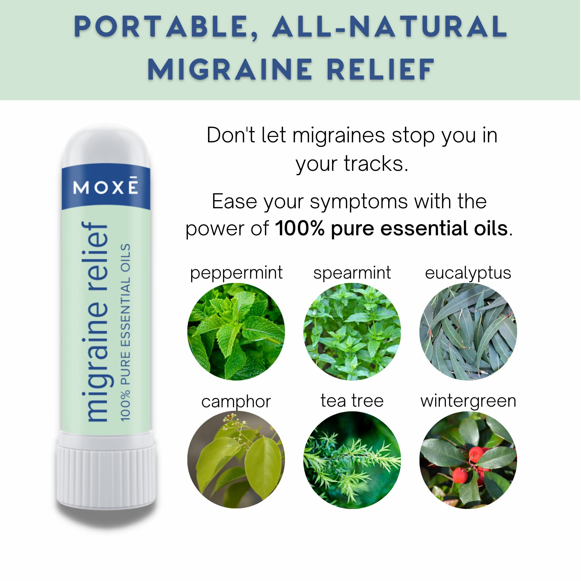 MOXE Migraine Relief Inhalers — utilisation rapide pour inhaler les huiles essentielles.