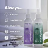 MOXE Shower Mist lavande-eucalyptus, produit naturel: expérience sensorielle dans la douche.