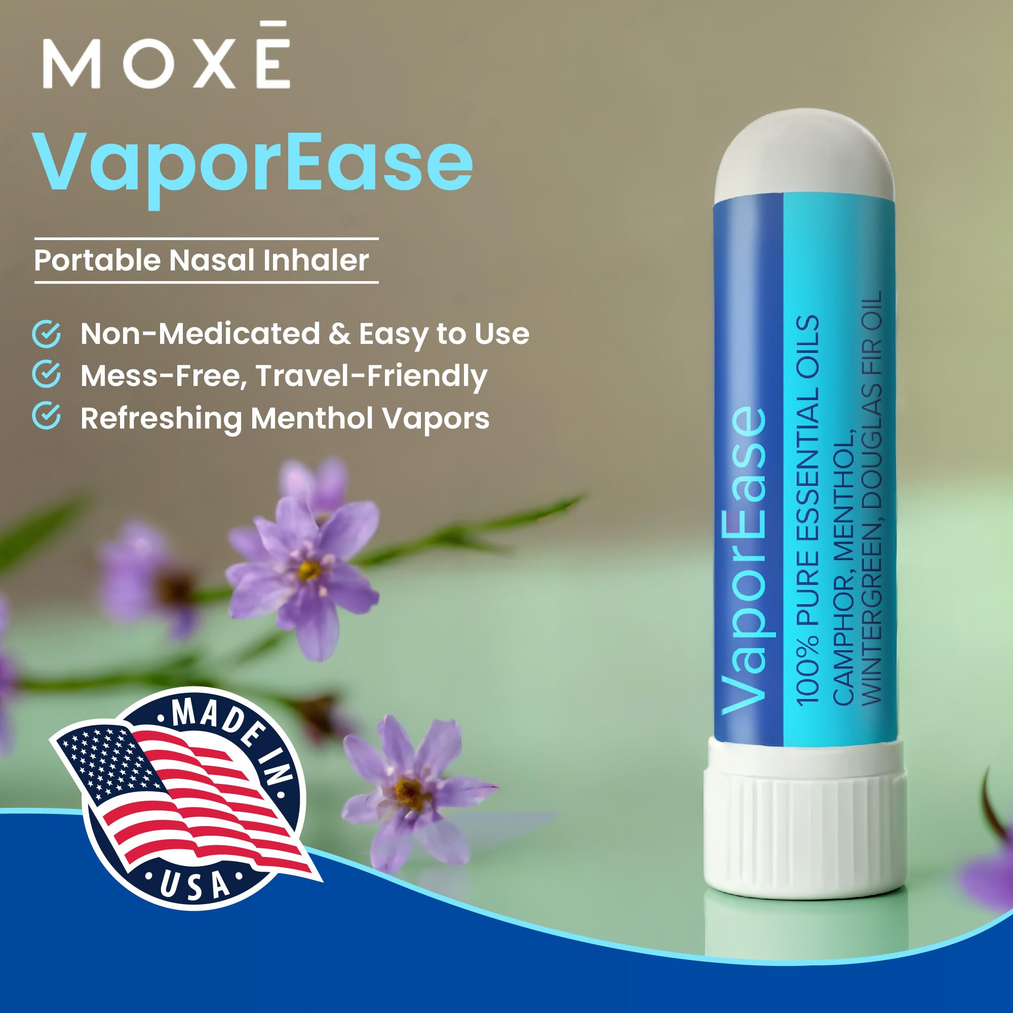 Inhalateur MOXE VaporEase au parfum menthe frais.