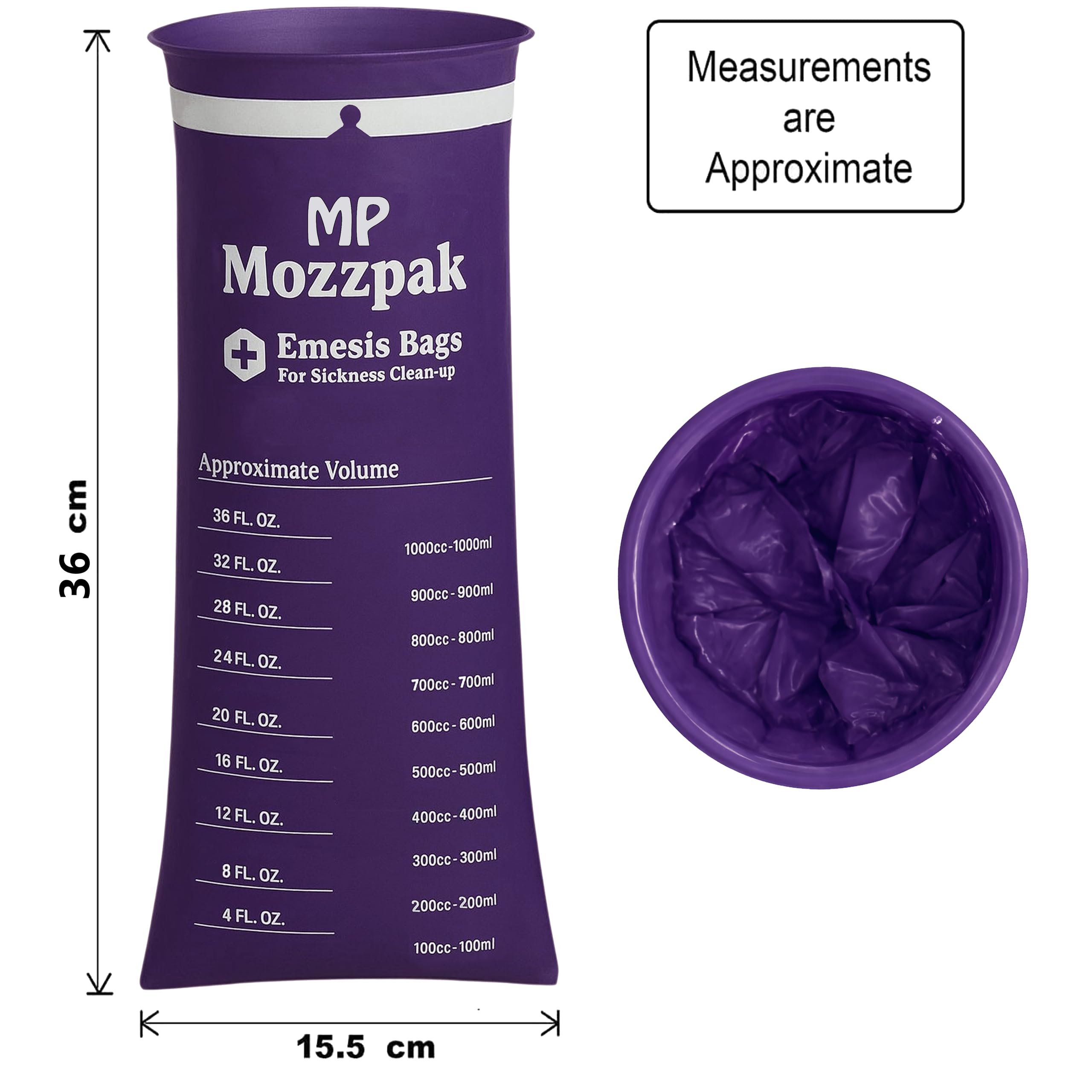 Sacs MP Mozzpak 1000 ml, capacité suffisante pour les trajets.