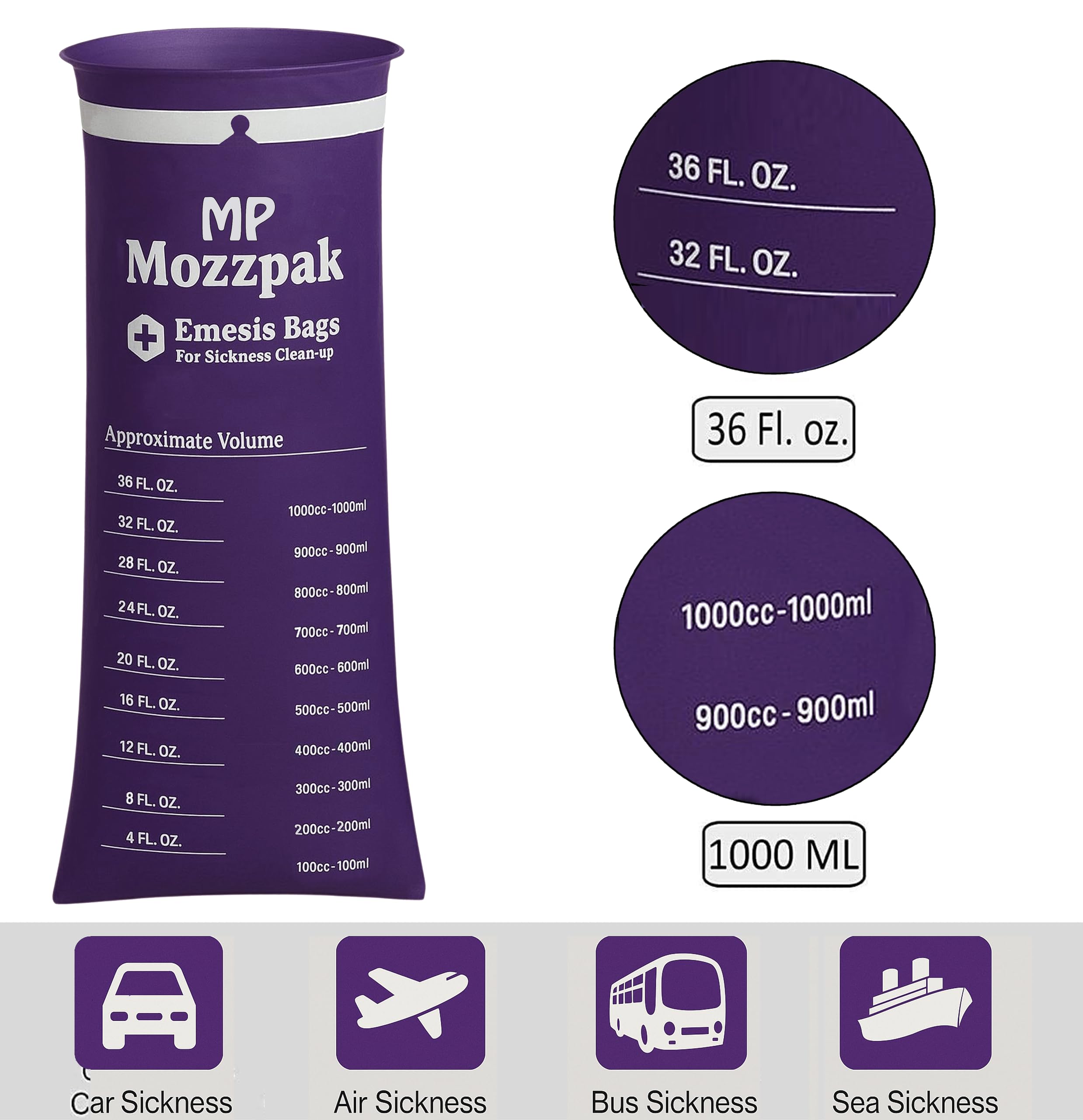 MP Mozzpak sac vomitif robuste et étanche pour malaises