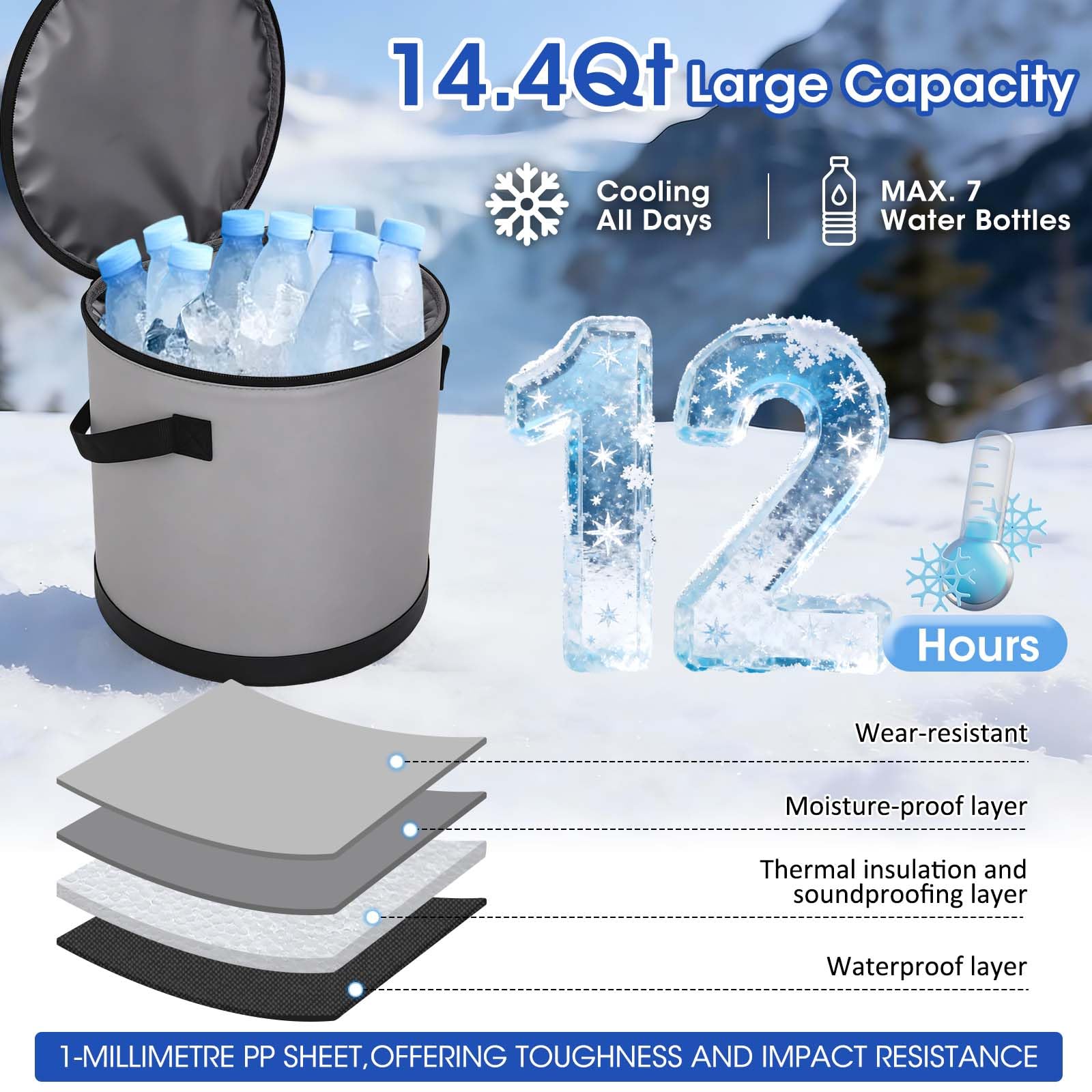 MQ 14 QT – Grand réservoir isotherme pour des sessions prolongées sans recharges fréquentes.