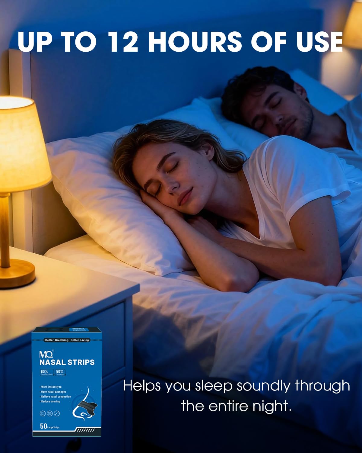 MQ bandes nasales pour un sommeil plus calme et moins interrompu.