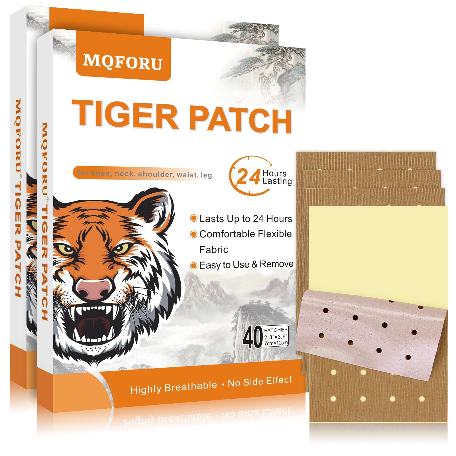 MQFORU pansement-tigre-chaleur-24h offre chaleur durable pour muscles et articulations.