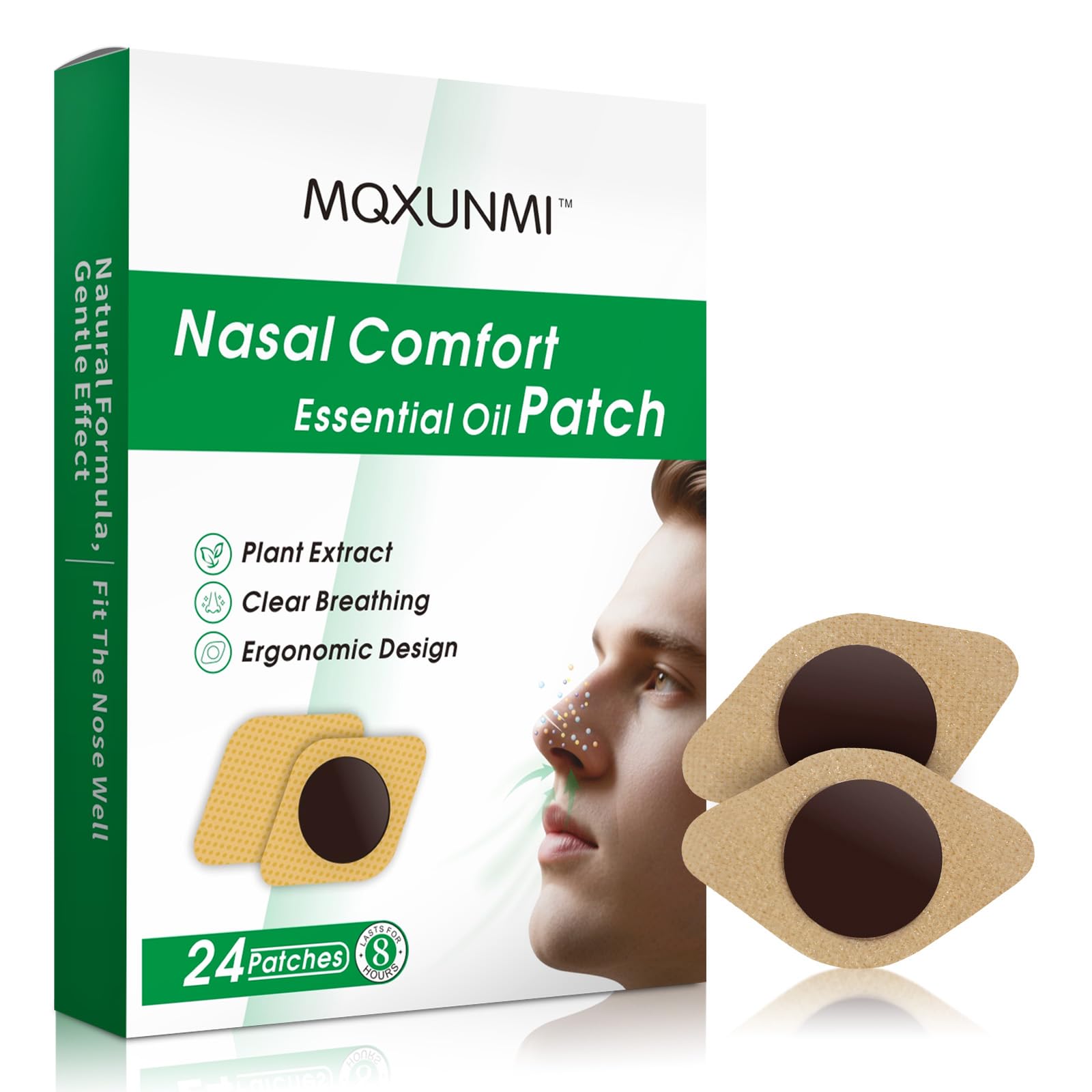Patch nasal MQXUNMI aromathérapie, 24 pièces pour respiration facilitée