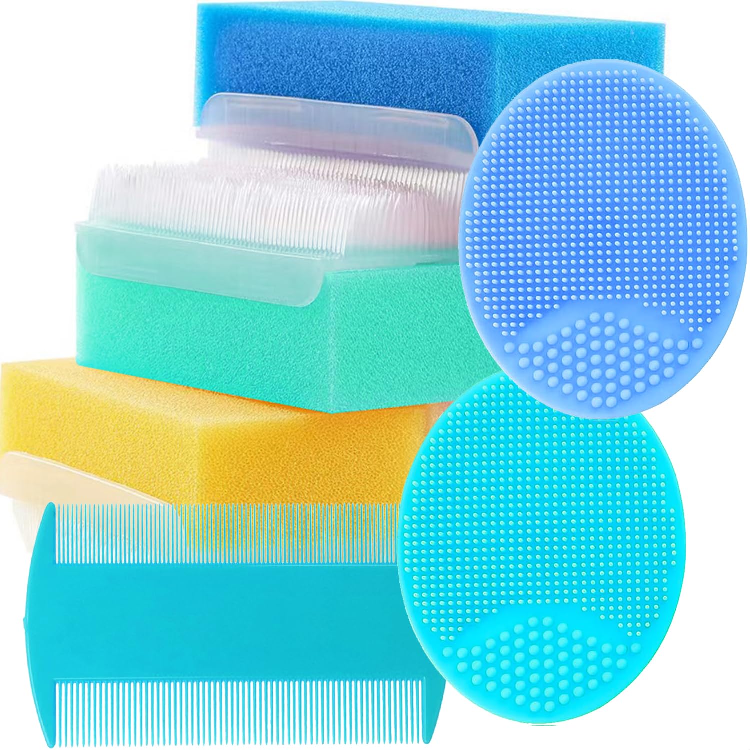 MR LION brosse-éponge deux-en-un pour bébé, nettoyage en douceur et mousse généreuse.