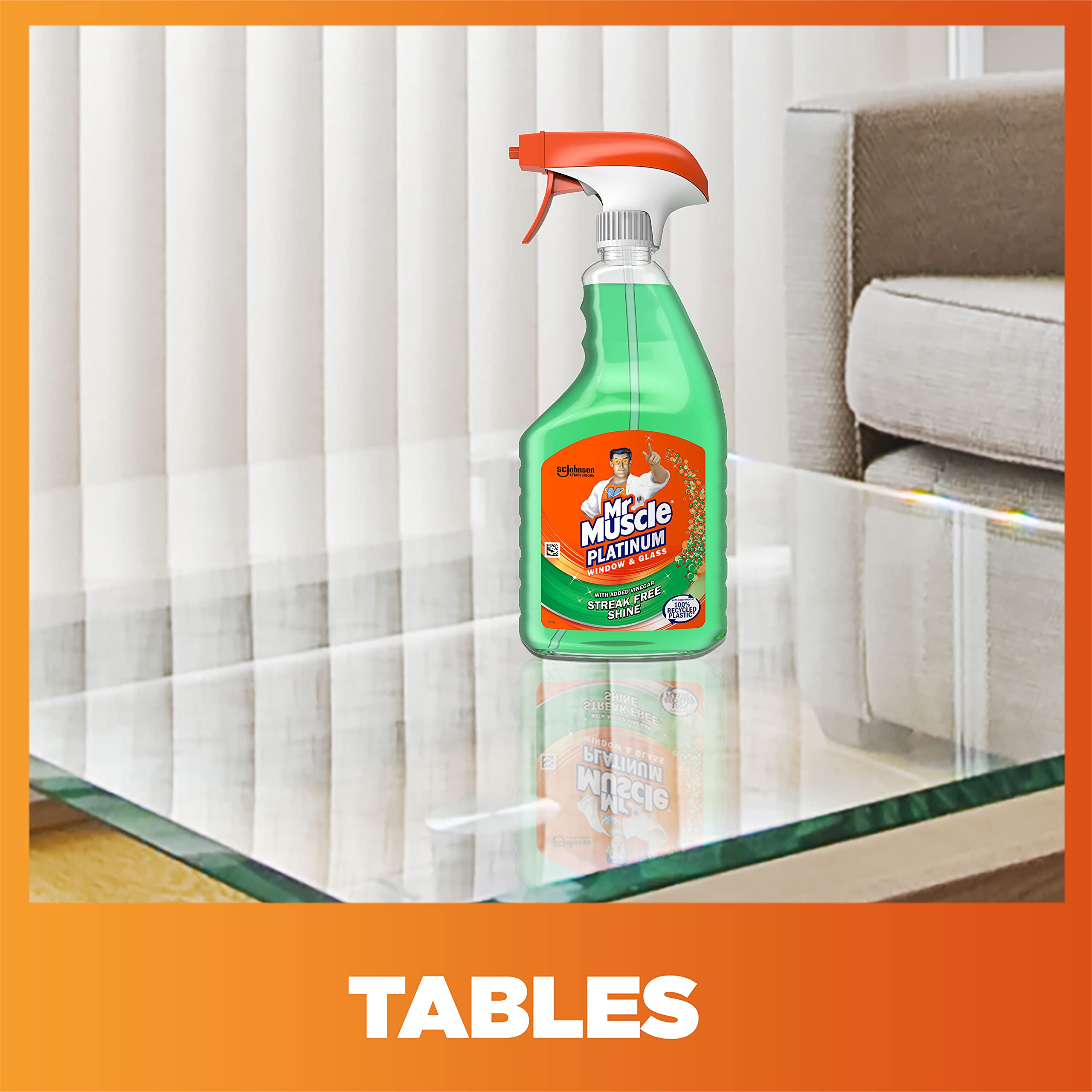 Mr Muscle Platinum aperçu brillance verre - usage quotidien pratique.