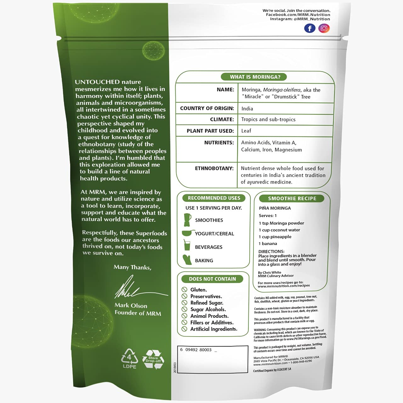 MRM Moringa cuillère doseuse prête à l emploi pour portions faciles