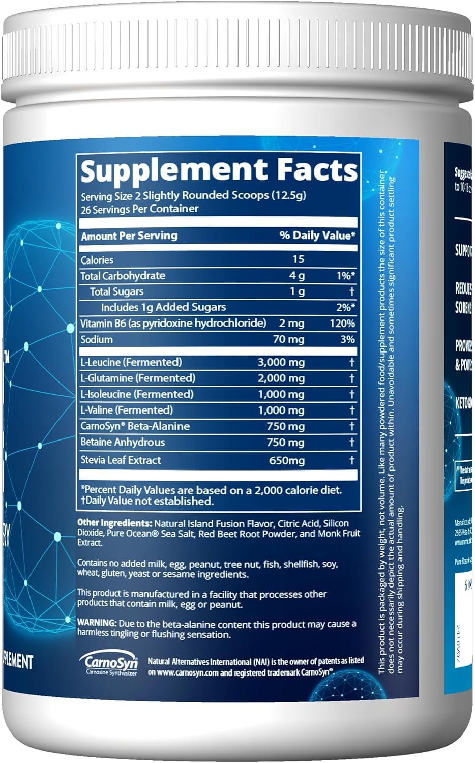 MRM Reload BCAA+G mélange Island Fusion, boisson rafraîchissante après l'effort
