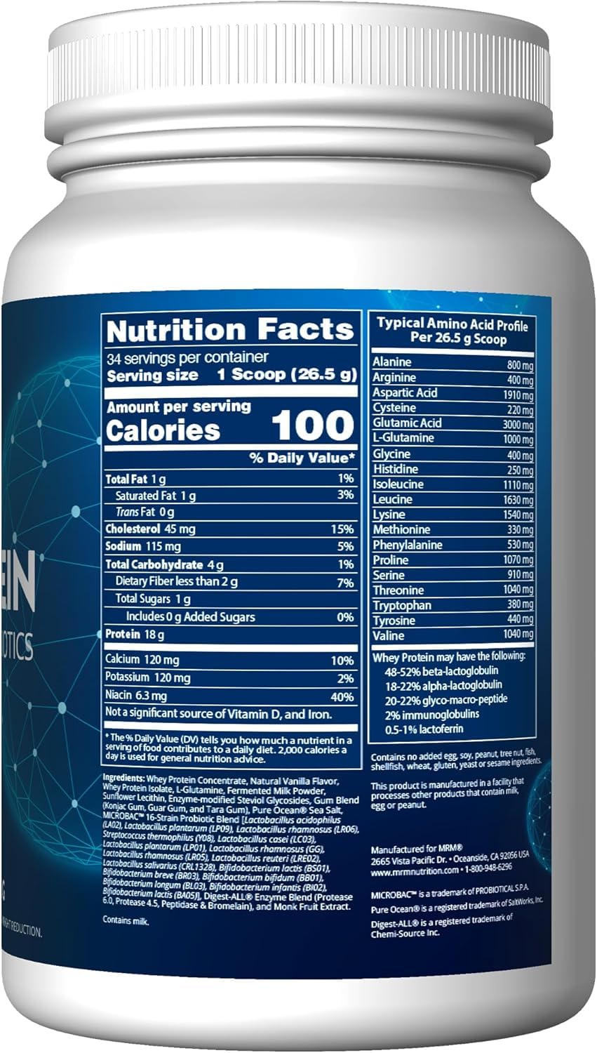 MRM Protéine whey Vanille – shake prêt, digestibilité accrue et probiotiques