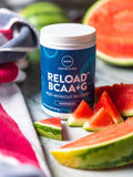 MRM Reload BCaa-G bouteille 67 portions pasteque, format pratique pour les séances.