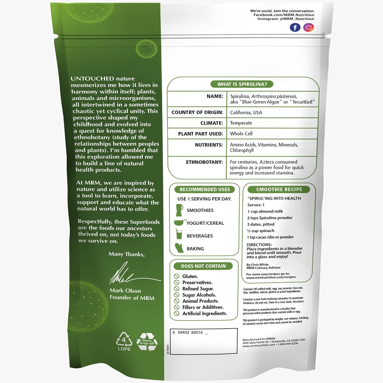 Texture verte fine de la spiruline MRM pour une intégration fluide.