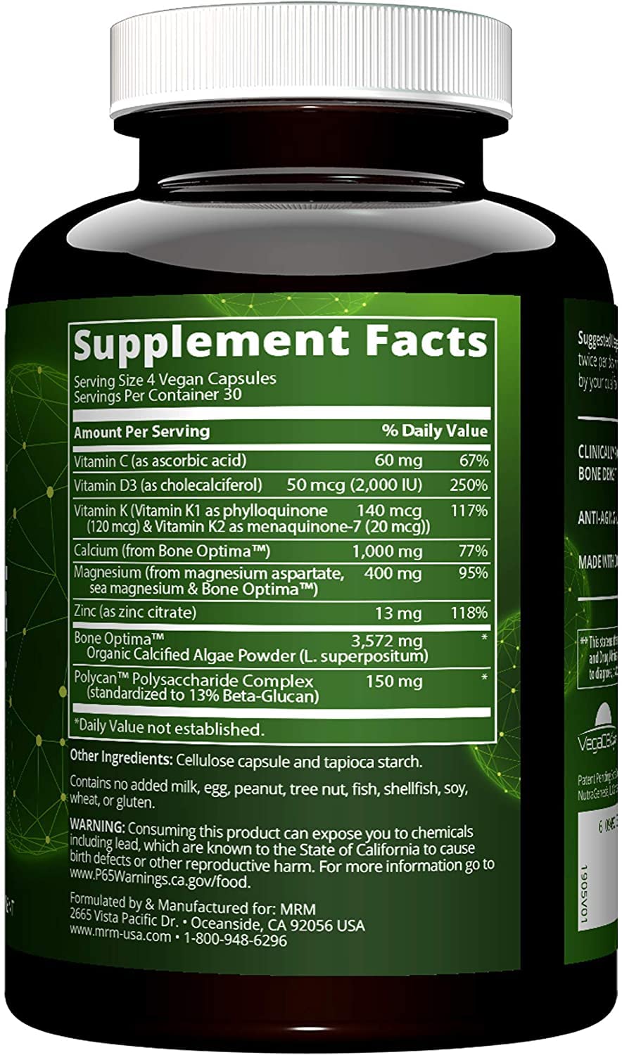 MRM Vegan Bone Maximizer — capsules faciles e0 avaler pour la routine quotidienne
