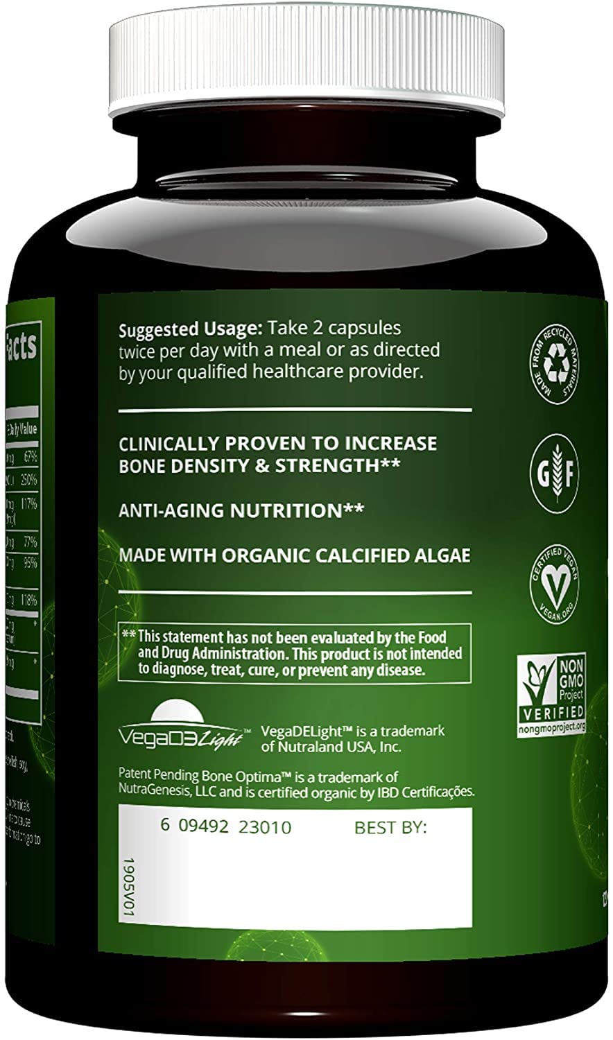 MRM Vegan Bone Maximizer — e9tiquette claire avec ingrédients vegan et certifications