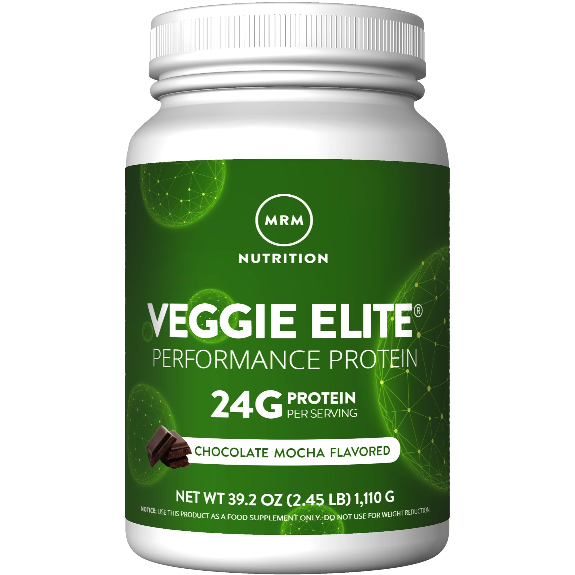 MRM Veggie Elite Protéine en poudre, saveur Chocolat Mocha idéale après l’entraînement.