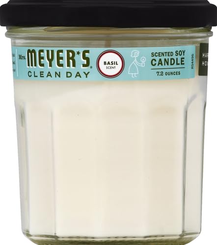 MRS. MEYER'S Bougie Basilic en verre recyclable, cadeau élégant