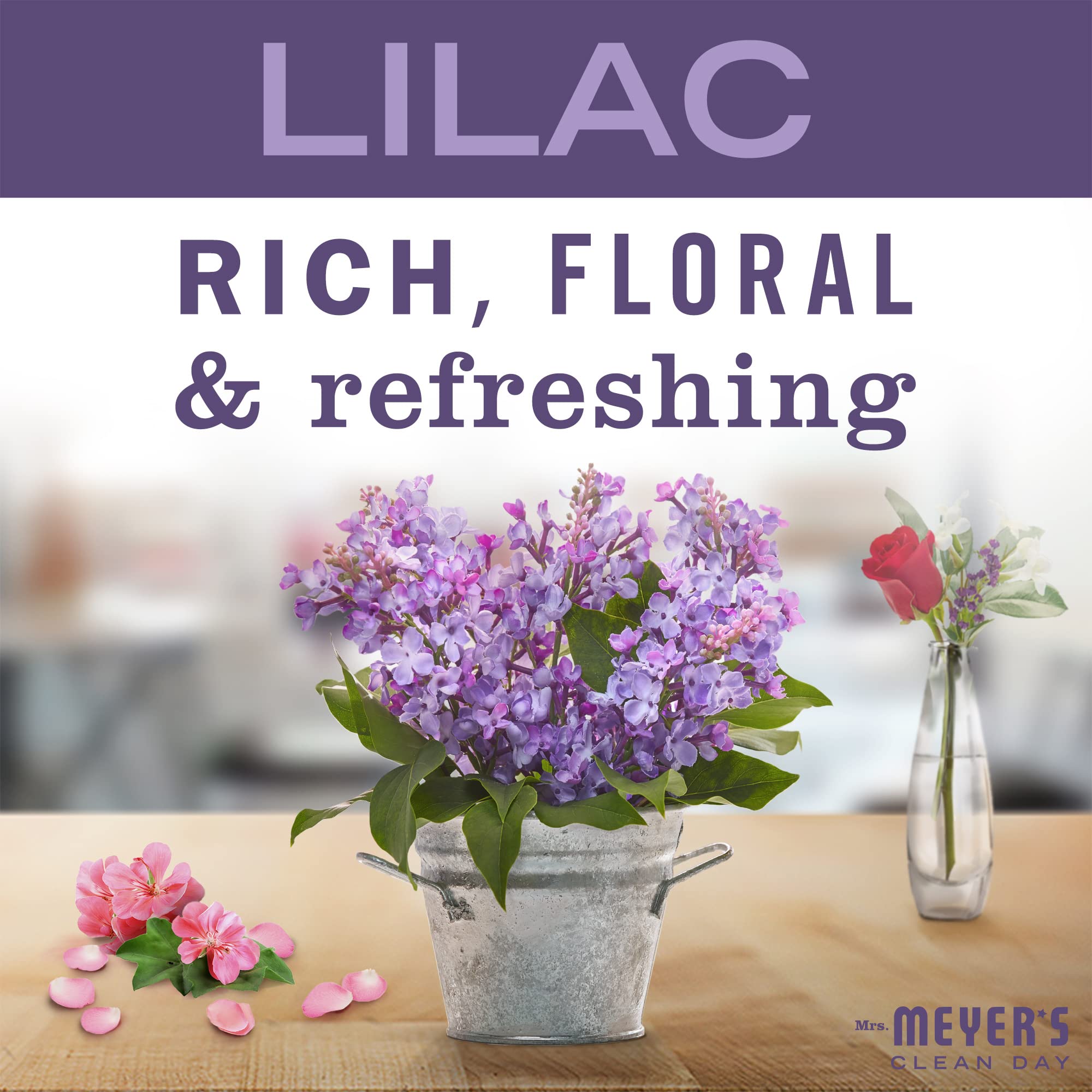 Bougie Lilas avec mèche sans plomb, combustion plus propre.
