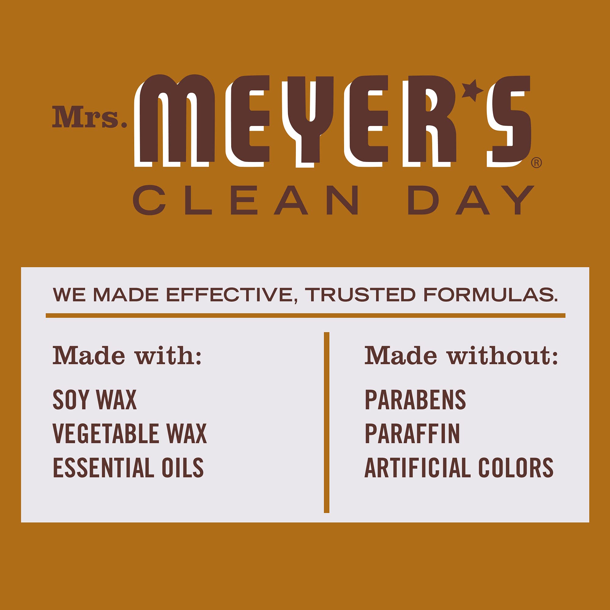 MRS. MEYER'S Bougie Acorn Spice – parfum noix et cannelle pour une atmosphère réconfortante.