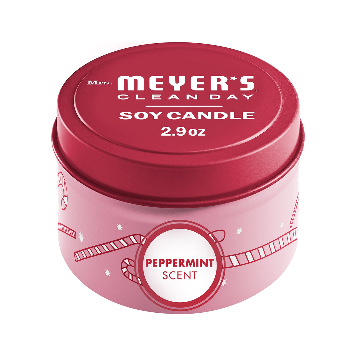 Bougie en tin au soja Mrs. Meyer's Clean Day menthe poivree, brule 12h