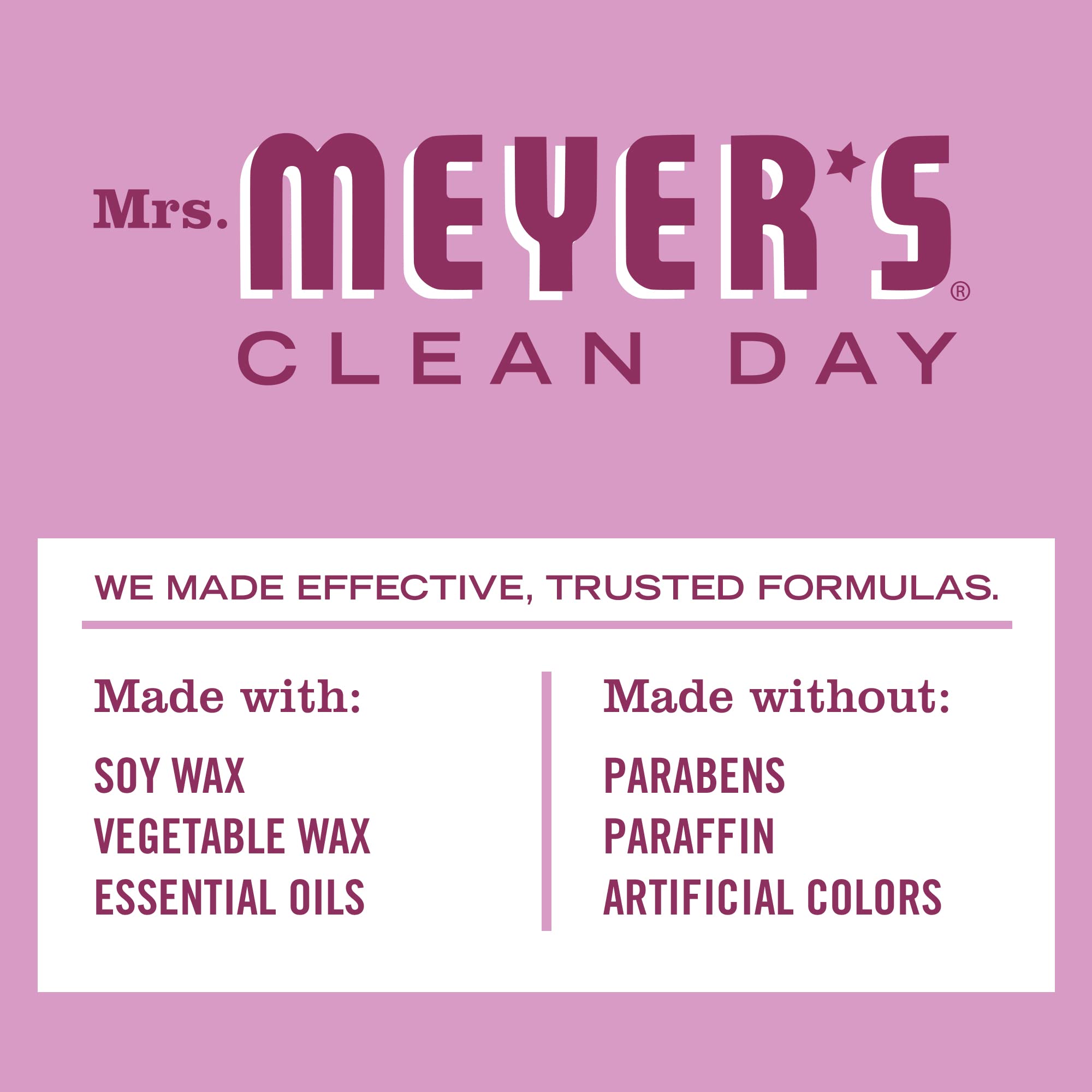 Formule sans cruauté et emballage recyclable, par Mrs. Meyer's Clean Day.