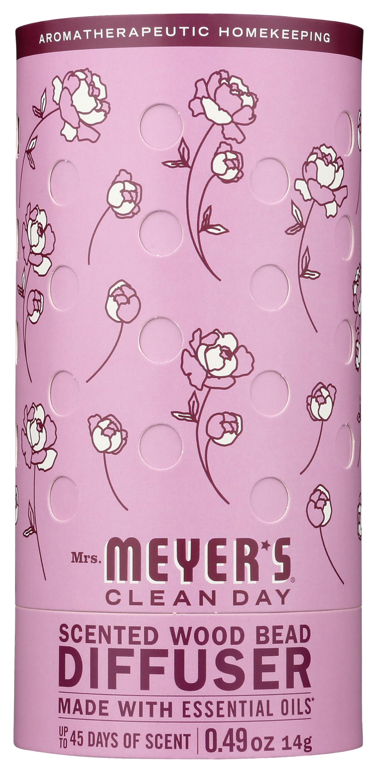 Diffuseur MRS MEYER'S avec perles bois, parfum pivoine durable