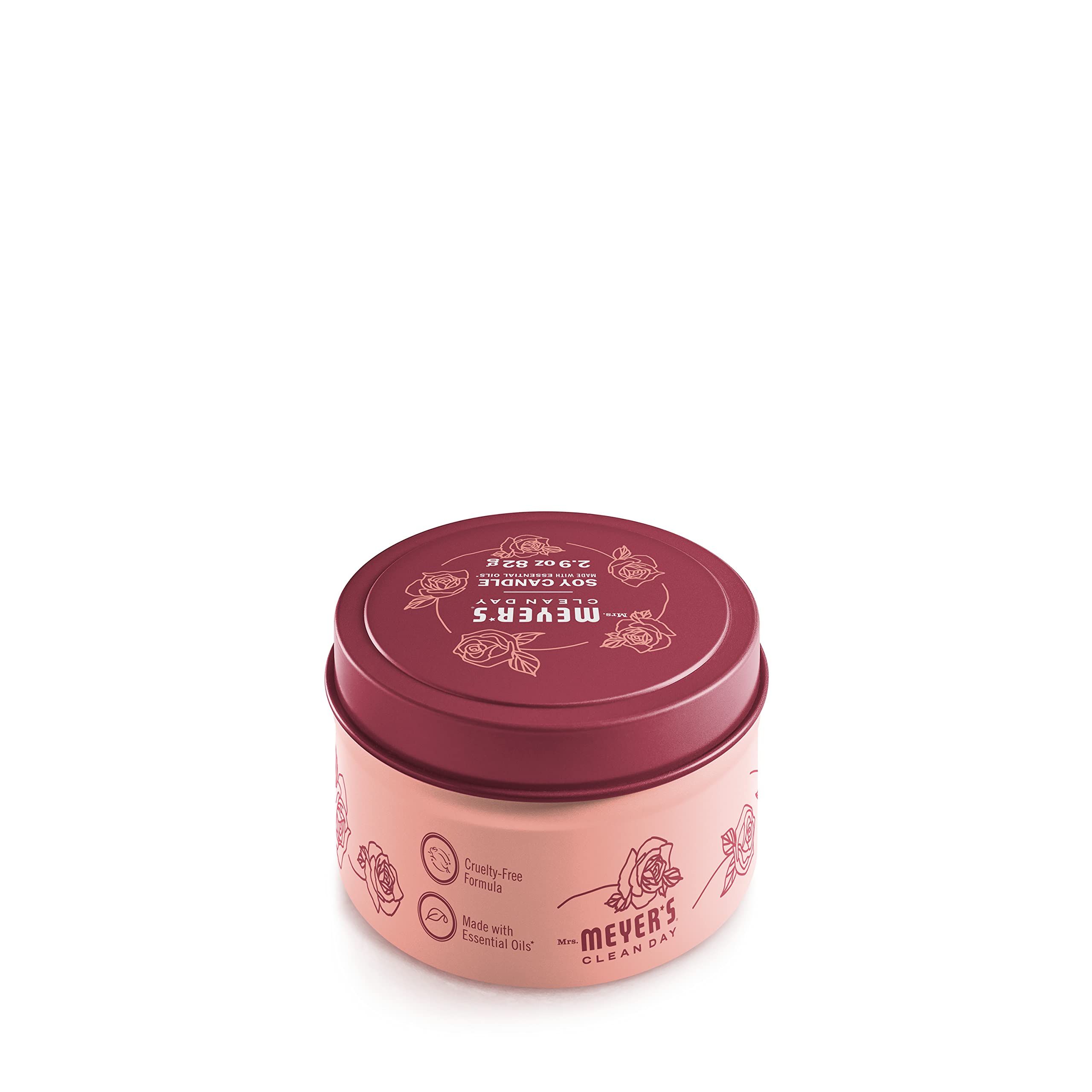 Cire de soja Rose par Mrs. Meyer's, parfum naturel et reconfortant.