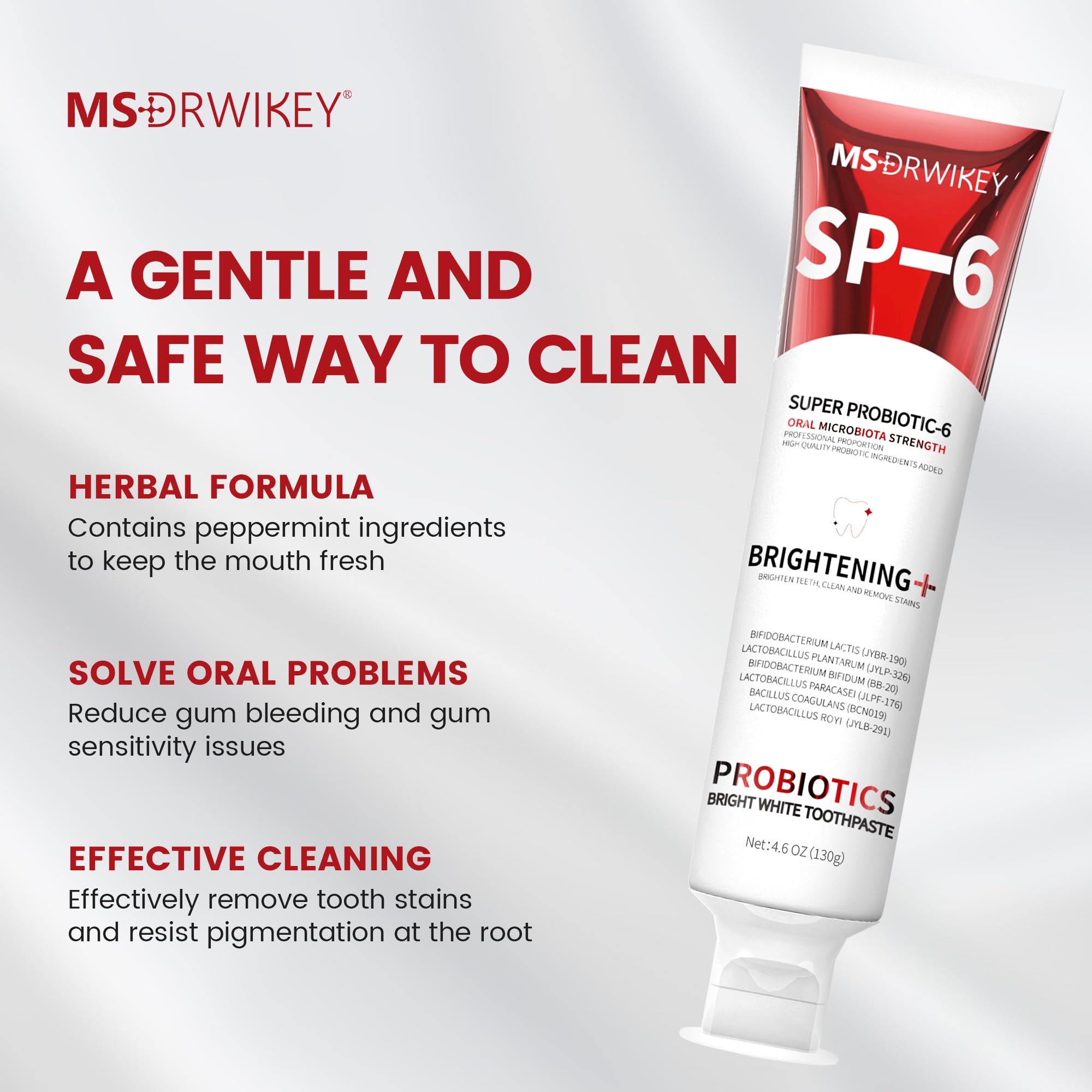 MSDRWIKEY SP-6 Probiotiques - réduction naturelle des plaques et haleine fraîche