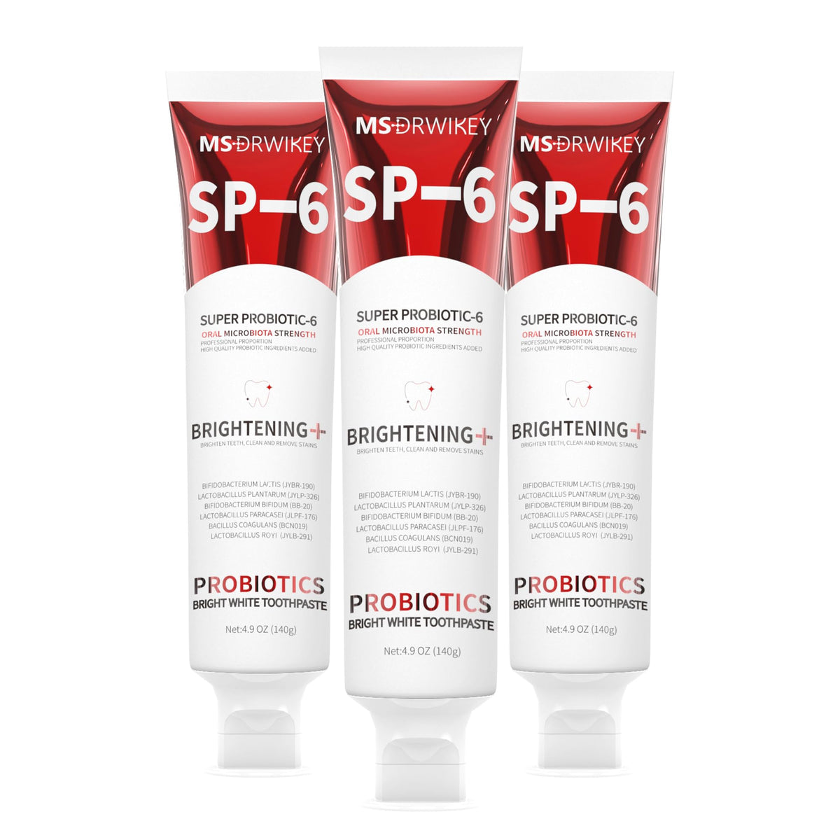 MSDRWIKEY SP-6 Probiotiques - tube dentifrice pour blancheur douce et gencives saines