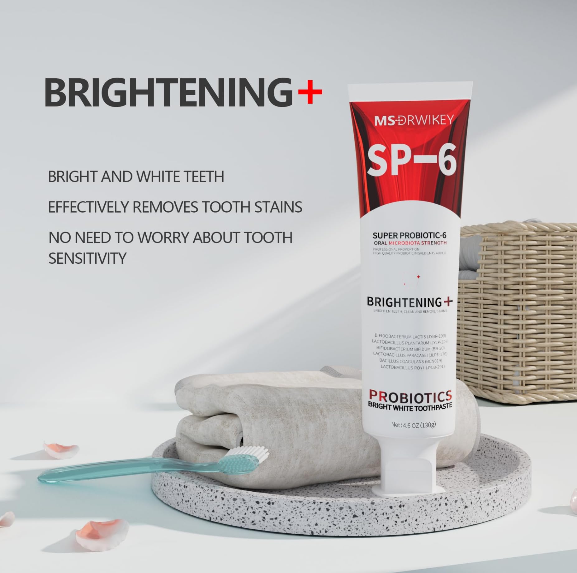 MSDRWIKEY SP-6 Probiotiques Dentifrice Menthe Fraîche: souffle frais durable après chaque brossage.