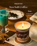 Bougie M&SENSE grande jarre, parfum café durable pour ambiance chaleureuse.