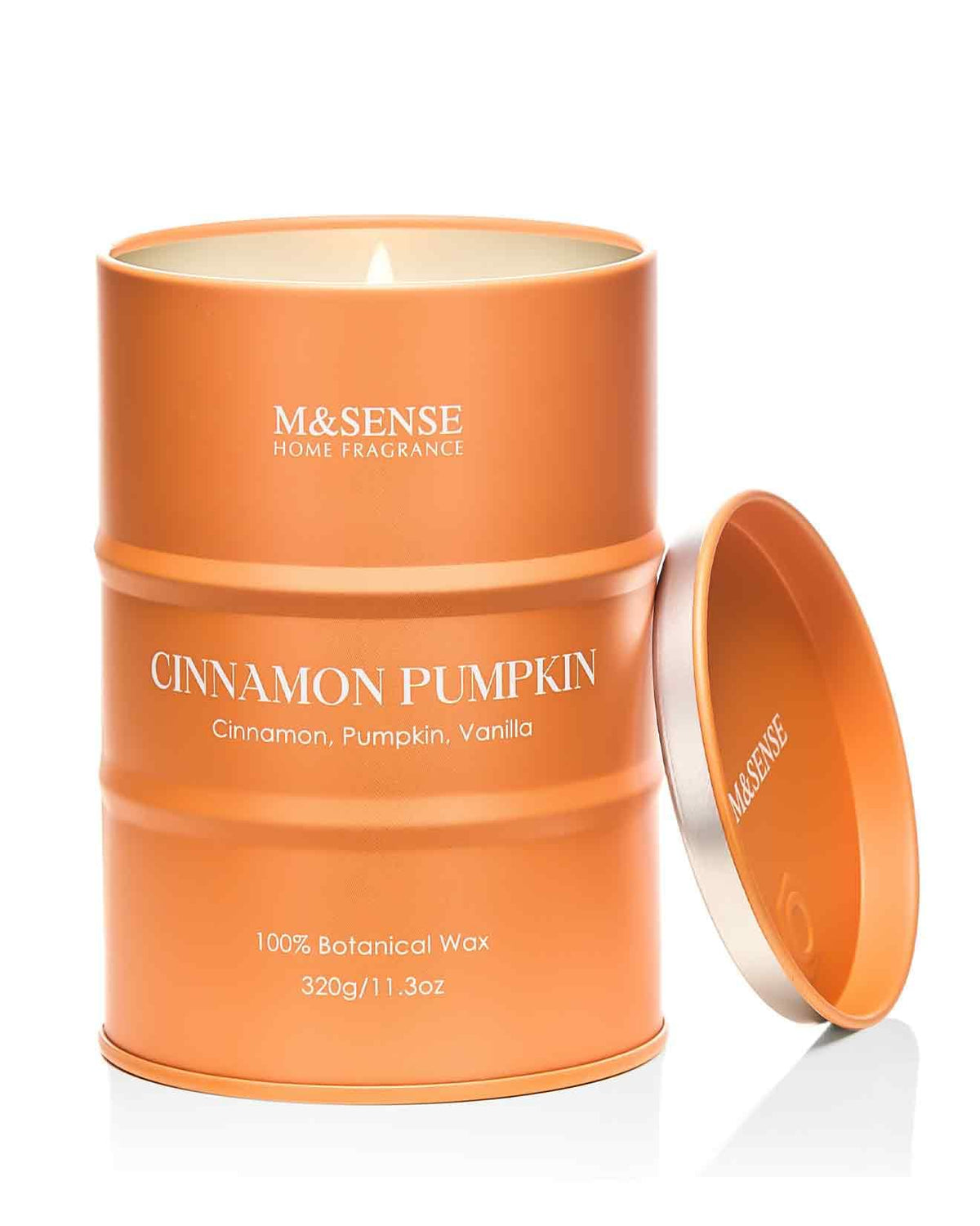 Bougie M&SENSE Cannelle Citrouille dans son emballage élégant, parfait cadeau.