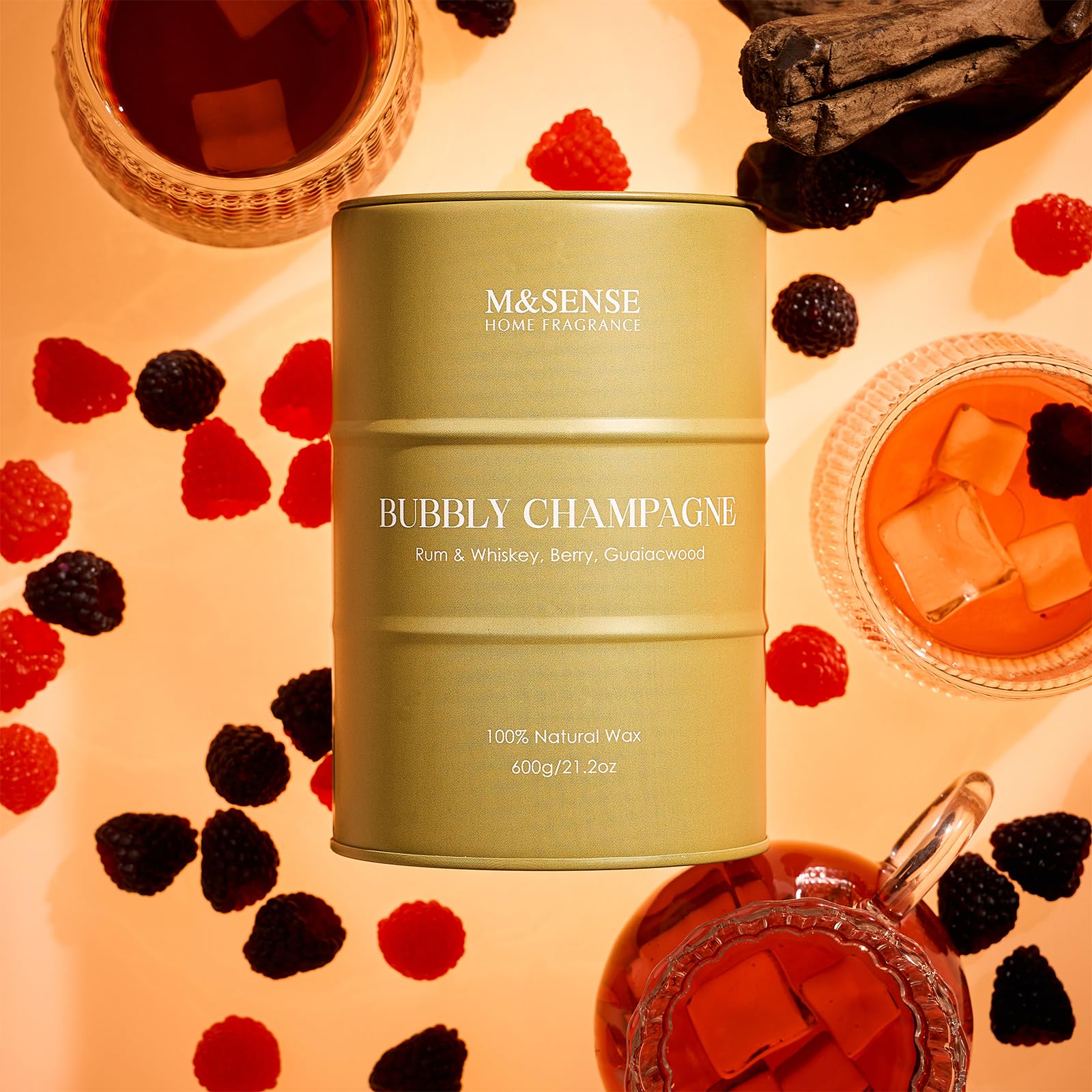 Bougie M&SENSE Champagne Grande cire soja naturelle et parfum champagne