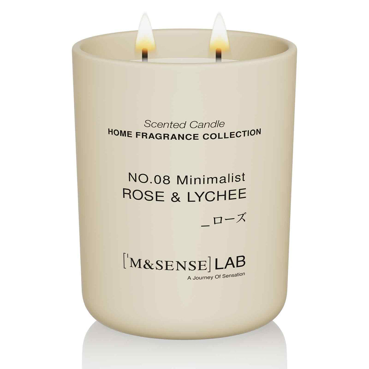 Bougie Msense cire soja Rose Lychee, parfum durable et raffiné.