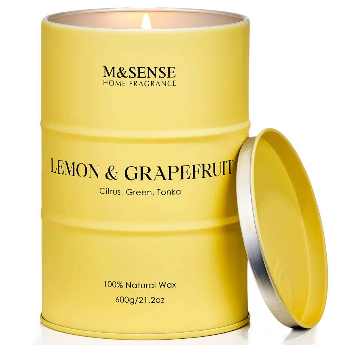 Bougie MSENSE citron large, parfums durables pour une pièce.