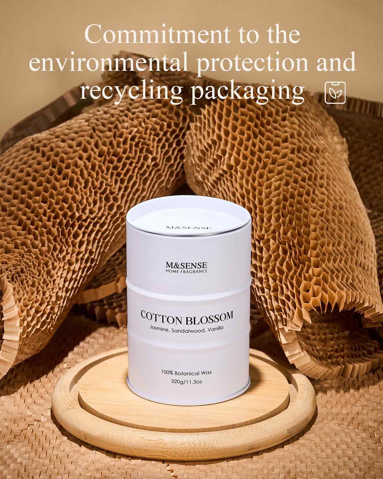 Emballage recyclable M&SENSE, bougie éco-responsable et durable.