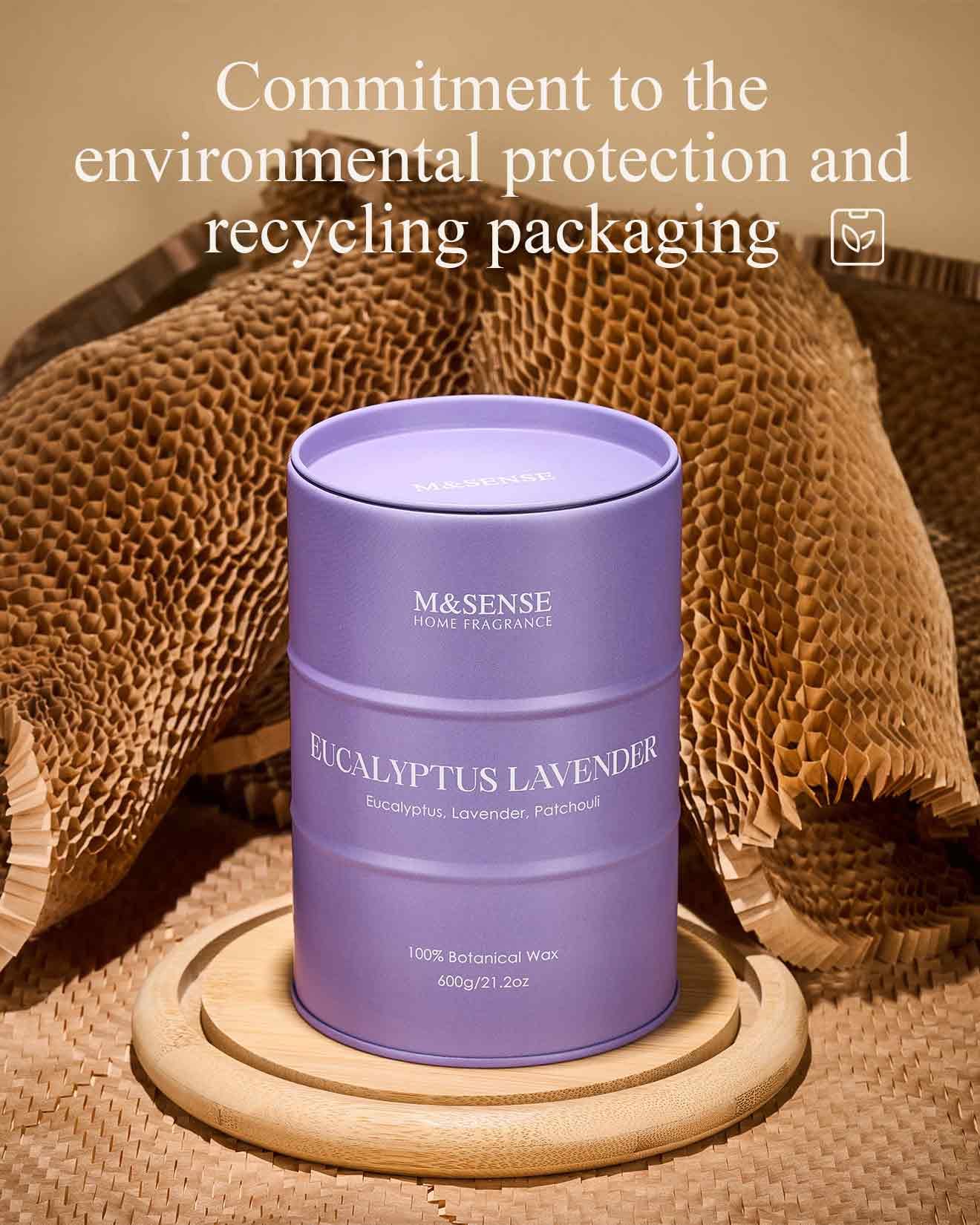 Bougie M&SENSE eucalyptus lavande crée une ambiance relaxante dans votre espace.
