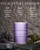 Bougie M&SENSE eucalyptus lavande cire soja naturelle pour une combustion lente.