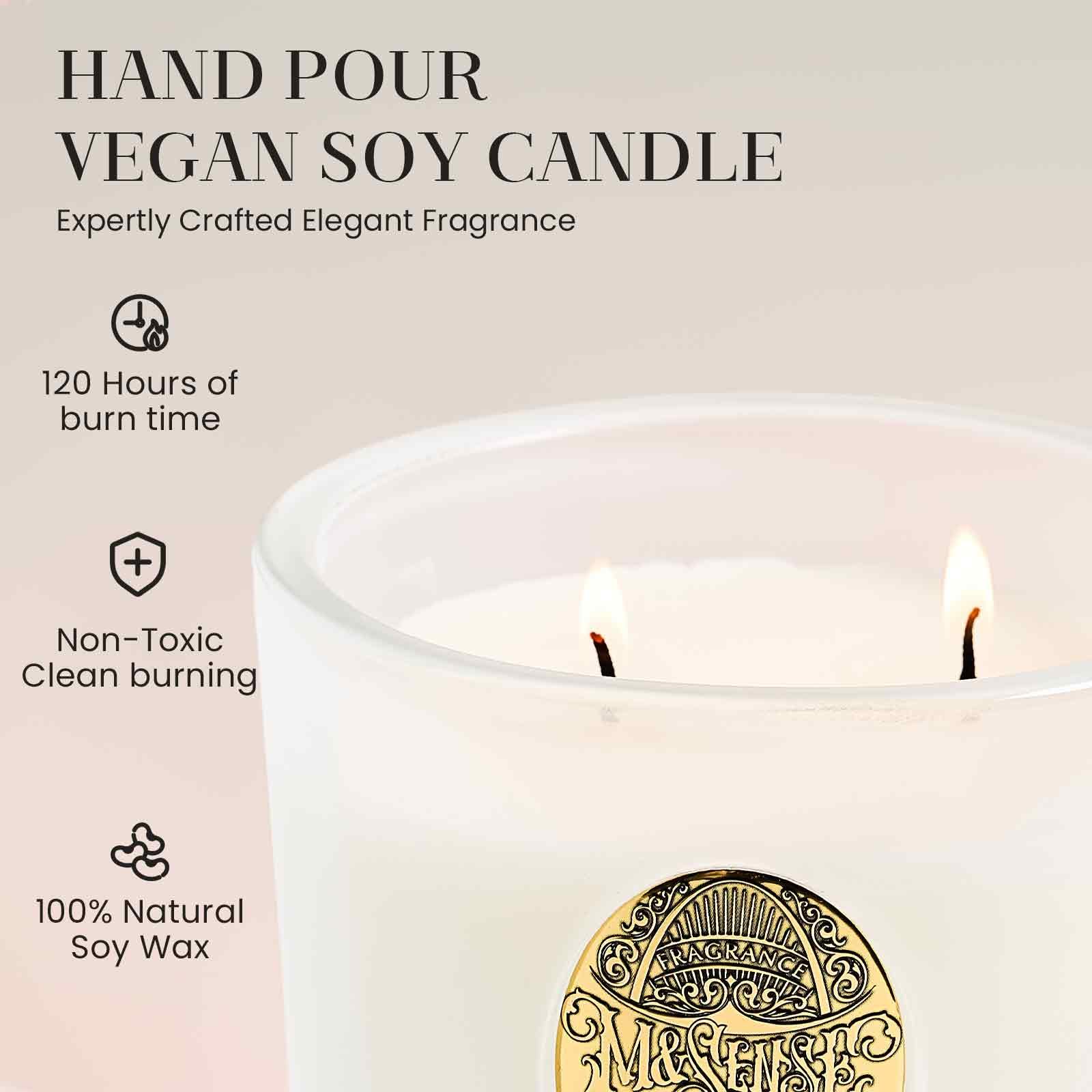 Bougie M&SENSE 560 g brûlage jusqu’à 120 heures parfum vanille.