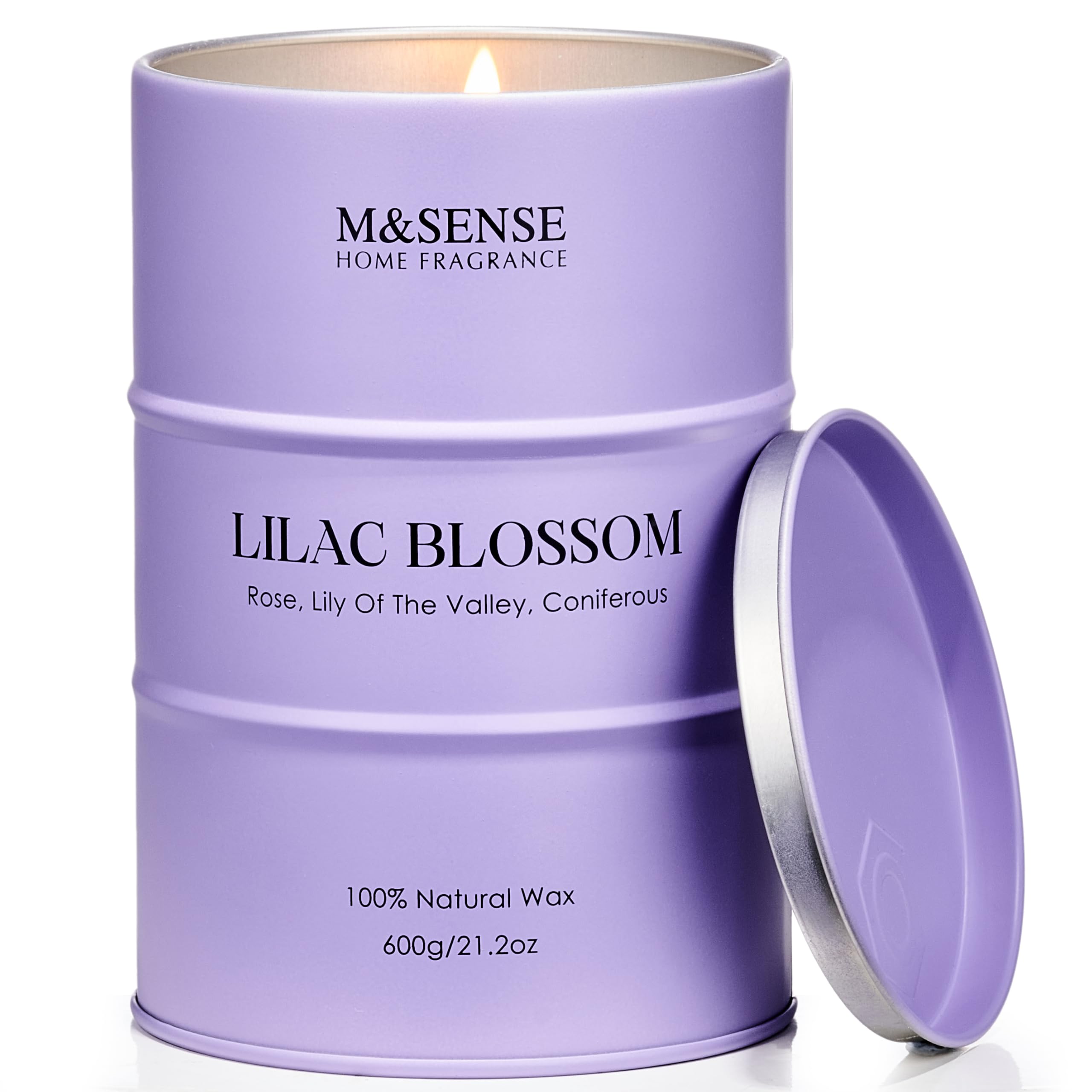M&SENSE Lilas bougie dans coffret cadeau, parfum apaisant idéal pour offrir