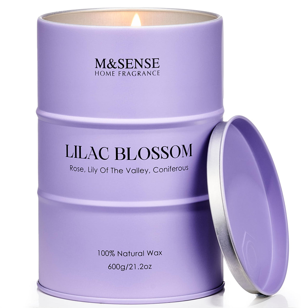 M&SENSE Lilas bougie dans coffret cadeau, parfum apaisant idéal pour offrir