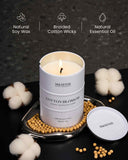 Bougie M&SENSE mèche coton sans plomb: flamme stable et peu de suie
