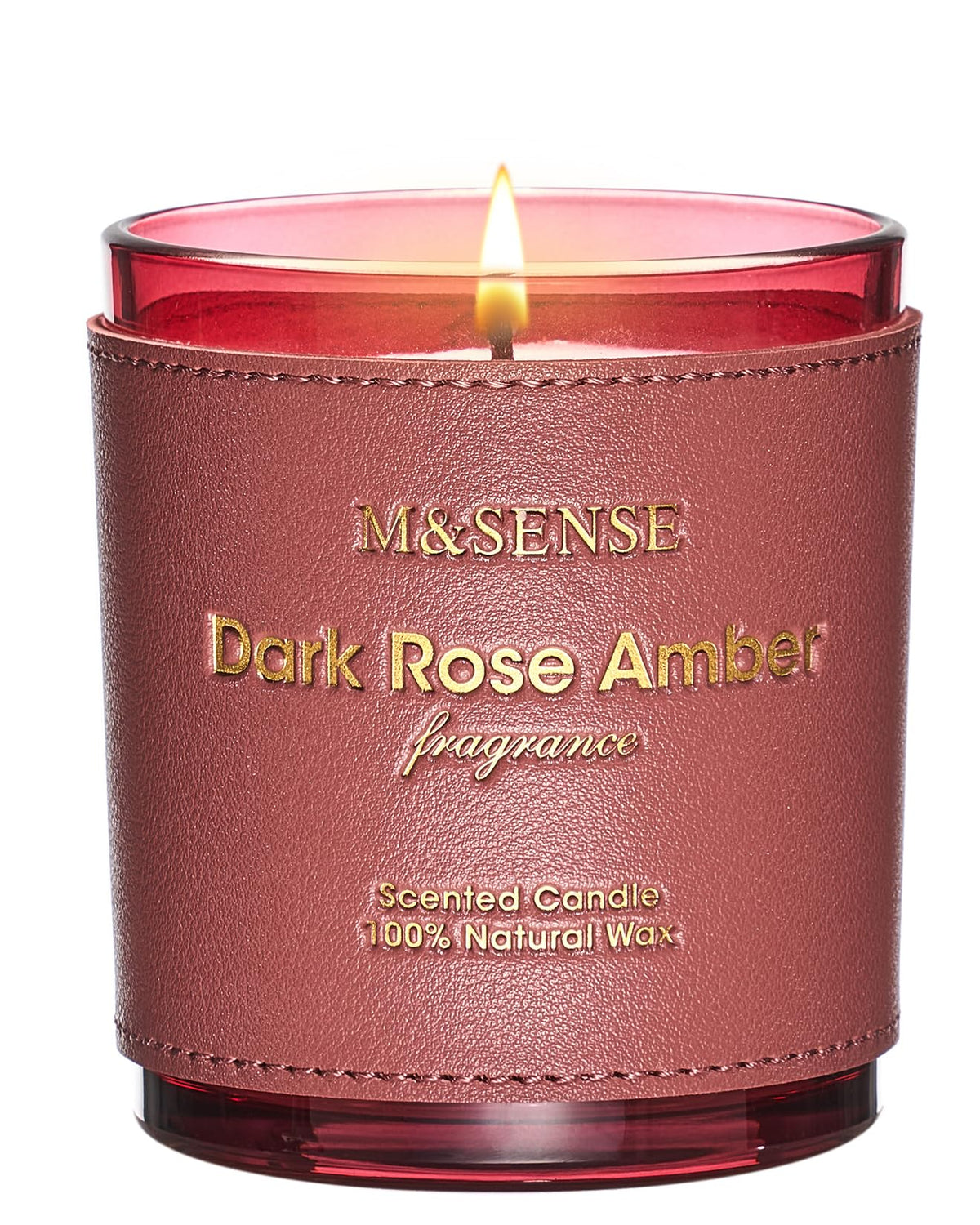 M&SENSE bougie rose-ambre dans verre, ambiance chaleureuse et parfum doux