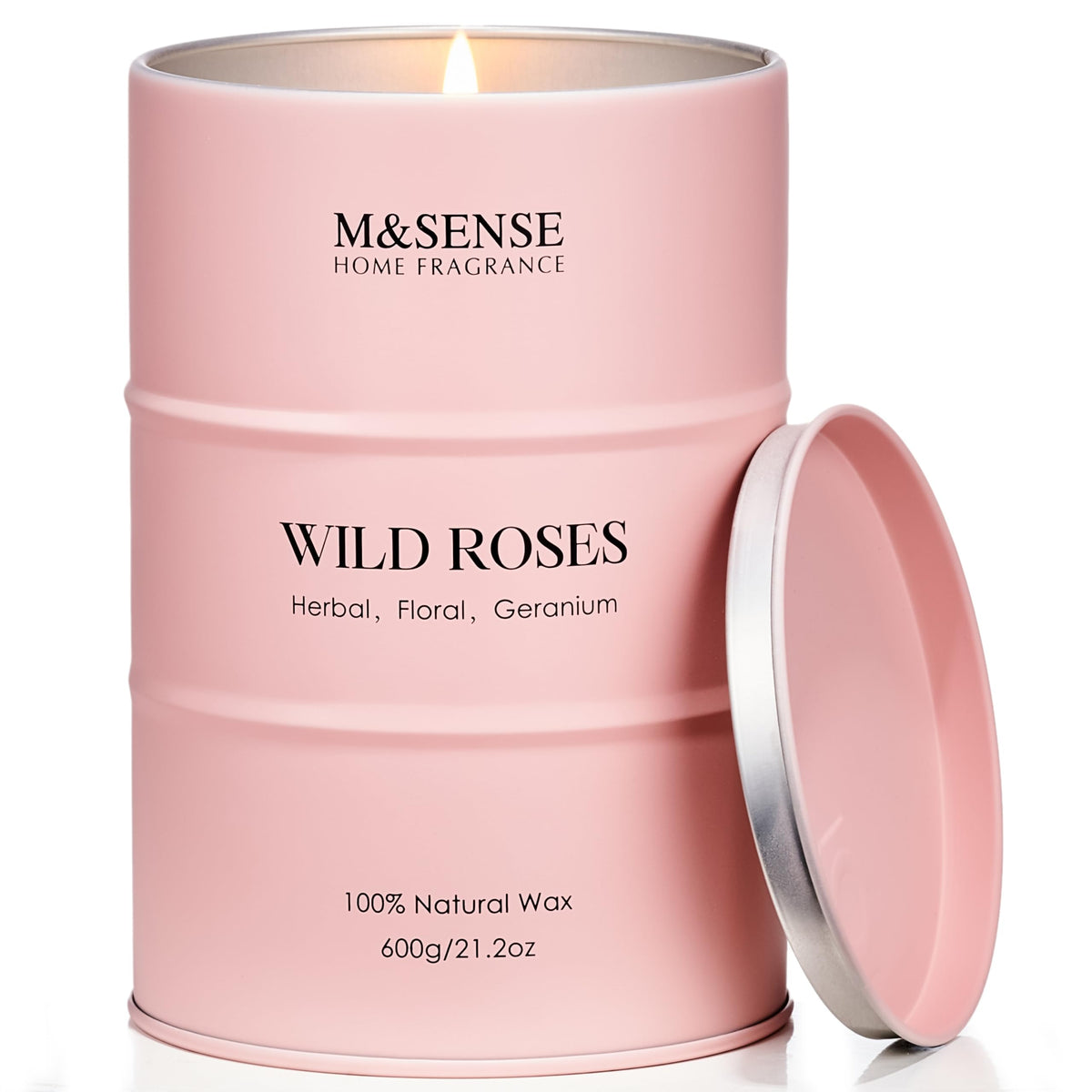 Bougie M&SENSE Rose Sauvage dans son étui cadeau, idéale comme idée cadeau détente.